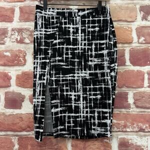 2B Bebe Skirt Women's Small Plaid Abstract Split Leg Stretchy Casual Pull On